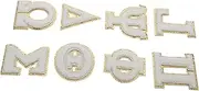 CVUTOVO 8 Pcs White Letter Chenille Patches for Jackets T Shirts and Bags Soft Embroidered for Crafting and Repairing Clothing and Backpacks