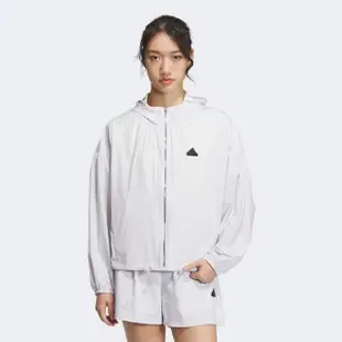 【adidas 愛迪達】連帽外套(IM8835 女款運動外套 風衣外套 灰)