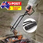 Fireplace Tongs Log Grabber Fire Pit Poker Campfire Wood Stove Barbecue Tool AU