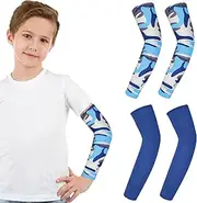 [LUYANFX] Volleyball Arm Protectors Children's Arm Sleeves Basketball Children's Arm Warmers 2 Pairs Arm Protectors Sports Cooling Sleeves Size L Sun Protection for Running, Cycling, Skateboarding