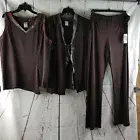 NWT $206 Alain Weiz Couture Size 14 Women Brown 3pc Outfit Sets