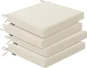 Favofamilie Outdoor Chair Cushions Set of 4, Water-Resistant & Fadeness 17" W x 16" D x 2" T Seat Cushion, High Density Foam with Dual Straps for Patio Garden Furniture Sofa Dining Chairs, Beige