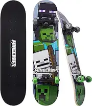 Minecraft 31 inch Skateboard, 9-ply Maple Deck Skate Board for Cruising, Carving, Tricks and Downhill