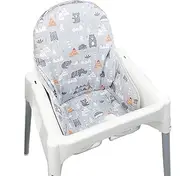 ZARPMA Cotton Seat Covers for IKEA Antilop Highchair,Cotton Surface and Cotton Padded,Forest Pattern Foldable Baby Highchair Cover for IKEA Child Chair Cushion (Grey Forest)