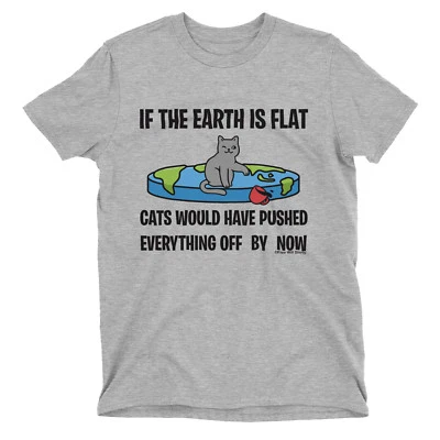 Kids Flat Earth Society T-Shirt Tee CATS Pushed Funny Christmas Gift Unisex