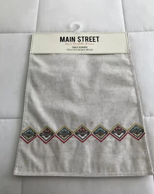 Main Street Home Textile Decor Table Runner 13”X72” New With Tags MSRP $39.99