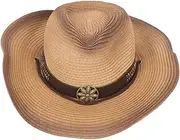 [TOVINANNA] Western Cowboy Hat Straw Sun Hat Men Straw Floppy Hat Fashionable Straw Fedora Hats Sunshade Women Summer Hats for Brim While Cowboy Hat Fedora Hats for Men Khaki