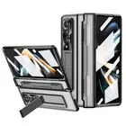 Plating Clear Case for Samsung Galaxy Z Fold 6 5 4 3 Hidden Kickstand Hinge Case