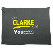 Clarke V1 Surname Thing - Novelty Tea Towel cleaning cloth Dish Kitchen Gift