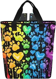 Colorful Paw Heart Cooler Backpack, Keep 36 Cans Cold for Up to 24 Hours, Insulated Waterproof Backpack Coolers, Funny Cute Cooler Bookbag for Women Travel Camping Beach