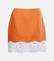 [Staud] Staud Margaux broderie anglaise linen miniskirt AU 8 orange