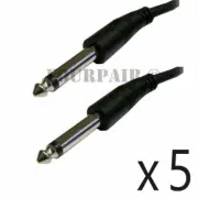 5 PACK - 25Ft 1/4" Mono Male to Male Audio Patch Cable Guitar AMP Speaker PA