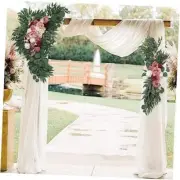 Wedding Arch Flowers Kit with White Draping Fabric(Pack of 3)- Burgundy