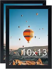 10x13 Black Picture Frame Set of 2, Horizontal and Vertical Formats for Wall Hanging, 10 x 13 Wall Gallery Poster Photo Frames with Shatter Resistant Plexiglass, 2 Pack, Black