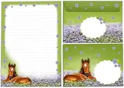 Writing Paper Set Letter Pad with Envelope for Girls Children Horse Children's Motif Letter Paper Pad Lined (A5 Pad with 25 Sheets + 15 Envelopes)