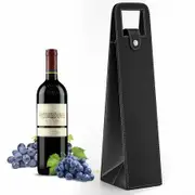 Wine Gift Bag,Reusable Leather Wine Tote Carrier,Single Bottle Champagne Beer Gift Bags Carrier for Birthday,Wedding,Picnic Party,Christmas Gifts (Black)