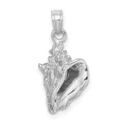 14k White Gold 3-D Conch Shell Charm