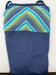 Nike Women's Texture Stripe Double Crossback One-Piece, Blue, Small