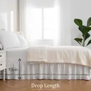 Wrap Around Bed Skirt Elegant Ruffled Bedskirt with Elastic Bands 15inch qiGog