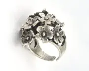 Flowers Adjustable Ring Antique Silver Plated brass 18mm 8US inner size 2609