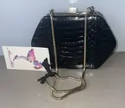 Alannah Hill black leather clutch with shoulder chain handbag NWT