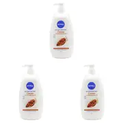 3x Nivea 1L Body Wash Foaming Liquid Shower Bath Soap Cocoa & Macadamia Oil