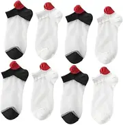 [OATIPHO] Fashionable Heart Print Women's Breathable Socks Mesh Cotton Socks for Women Comfortable Thin Socks Black/white