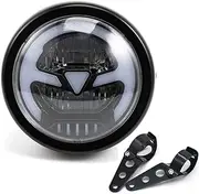 Motorcycle Headlight 6.41 Inch LED Front Headlight for Cafe Racer Bobber Chopper Headlight with DRL (Yellow DRL)