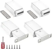 Push to Open Door Latch 4 Pack Cabinet Magnets Heavy Duty Magnetic Touch Latches Hardware Push Release Latch Hidden Push Catch Press Out Lock for Kitchen Drawer - White