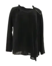 DG2 Diane Gilman Knit Drape-Front Easy Jacket Black 2X NEW (180)