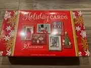 Holiday Cards Embellished Christmas Hand-Crafted 30 Count Assorted Sealed Box NE