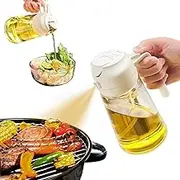 Oil Sprayer for Cooking, 2 in 1 Olive Oil Dispenser Bottle for Kitchen, 20 oz/600ml Glass Oil Bottle with Premium Nozzle for Cooking, Kitchen, Salad, Barbecue, BBQ, Air Fryer,Grilling