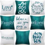 Cushion COVER Teal Blue White Soft Decorative Double-Sided Pillow Case 18x18" US