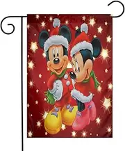 Caelpley Welcome Decorations Garden Flag Vertical Double Sided 12 X 18 Inch, House Farmhouse Yard Seasonal Outdoor Flags Merry Christmas Holiday Decor, Disney Mickey Mouse and Minnie Christmas