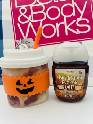 Bath Body Works Pumpkin Latte Cup Coffee Mug PocketBac Holder Key Sanitizer