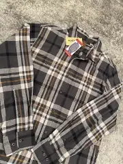 Wool Rich Plaid Flannel Shirt Men’s M Grey Checkered Soft Warm NWT