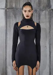 [DARKER WAVS] Snare Cut-Out Garter Dress With Logo Charm