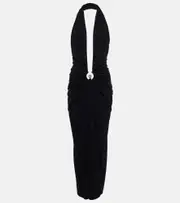 [Christopher Esber] Christopher Esber Orbit halterneck midi dress AU 10 black