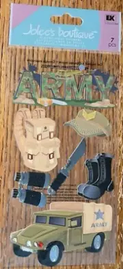 JOLEES ARMY Jeep Truck Camo Vest Knife Boots Binoculars Hat SCRAPBOOK STICKERS