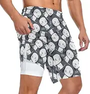 [ZZXXB] Cute Dogs Woof Athletic Shorts for Men with Pockets 2 in 1 Quick Dry Running Shorts S-3XL