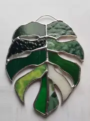 Stained Glass Small Albo Monstera Leaf