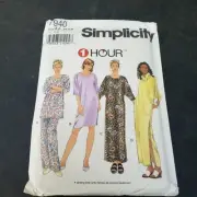 Simplicity 7940 Pajamas Nightgown Lounge Dress Shirt Pants Misses XS M Pattern