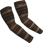 [FSCEV] Brown Wooden Sun Protection Arm Sleeves Outdoor Essentials Cooling Compression Golf Hiking Cycling