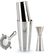 Boston Shaker Set with Hawthorne Strainer and Japanese Jigger Bartender Tool Kit