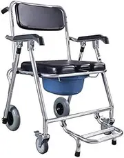 Mobile Chair Seat Shower Chair with Wheels Commode, Folding Commode Chair Bathroom Toilet for Stool Elderly Disabled Person 94