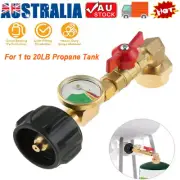 Propane Refill Adapter with Valve and Gauge to Fill 1 lb Bottles from 20 lb Tank