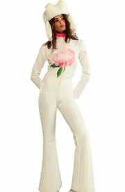 Cynthia Rowley Water Repellent Bonded Ski Suit in White Pink at Nordstrom, Size Small