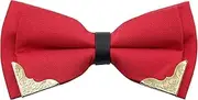 [Generic] Bow Ties for Men Women, Metal Gold Bowties with PU Leather Satin Formal/Wedding/Prom/Shirt/Tuxedo Bow Tie