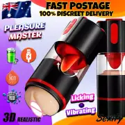 Realistic Oral Masturbator Vibrating Tongue Licking Male Sex Stroker Cup Sex Toy