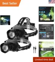 Led Rechargeable Headlamp, 100000 Lumens Head Lamps Outdoor Rechargeable, Bri...